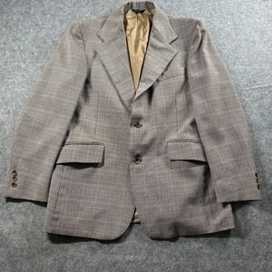 Levi's Panatela Blazer Mens 44R Brown Glen Plaid 1970s Vintage Sport Coat